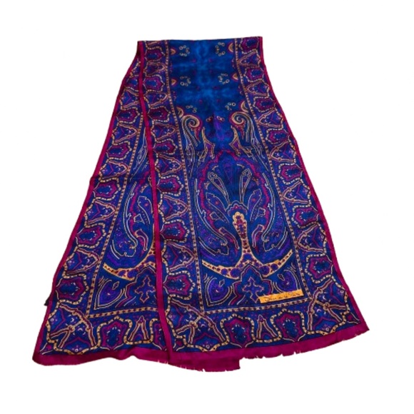 Oscar de la Renta Elegant Paisley Rectangular Silk Scarf EUC - Picture 6 of 7